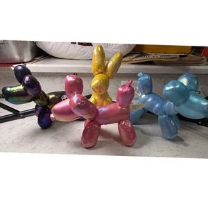 Balloon Animal Plush Set 4pc Iridescent Metallic Dog Bunny Pop Art Toys 204052-A